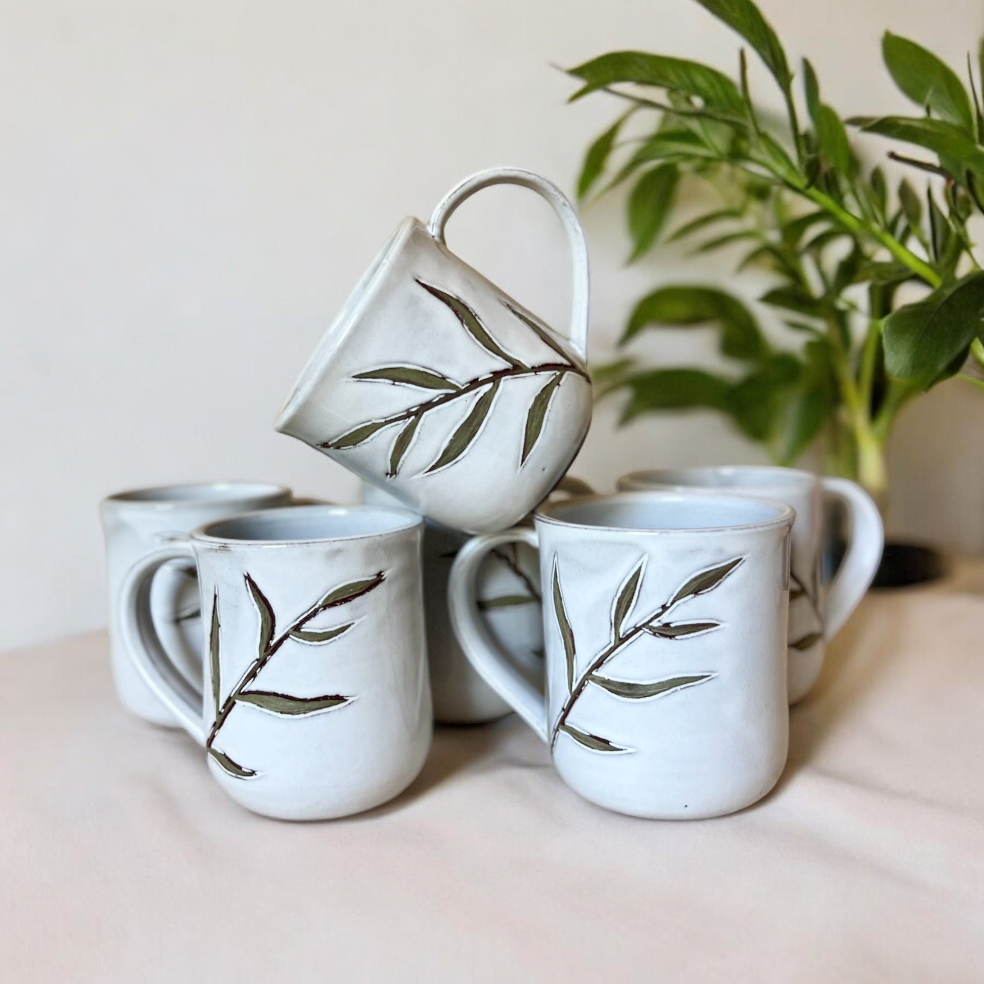 Handmade Ceramic Mug, Tropical Palm