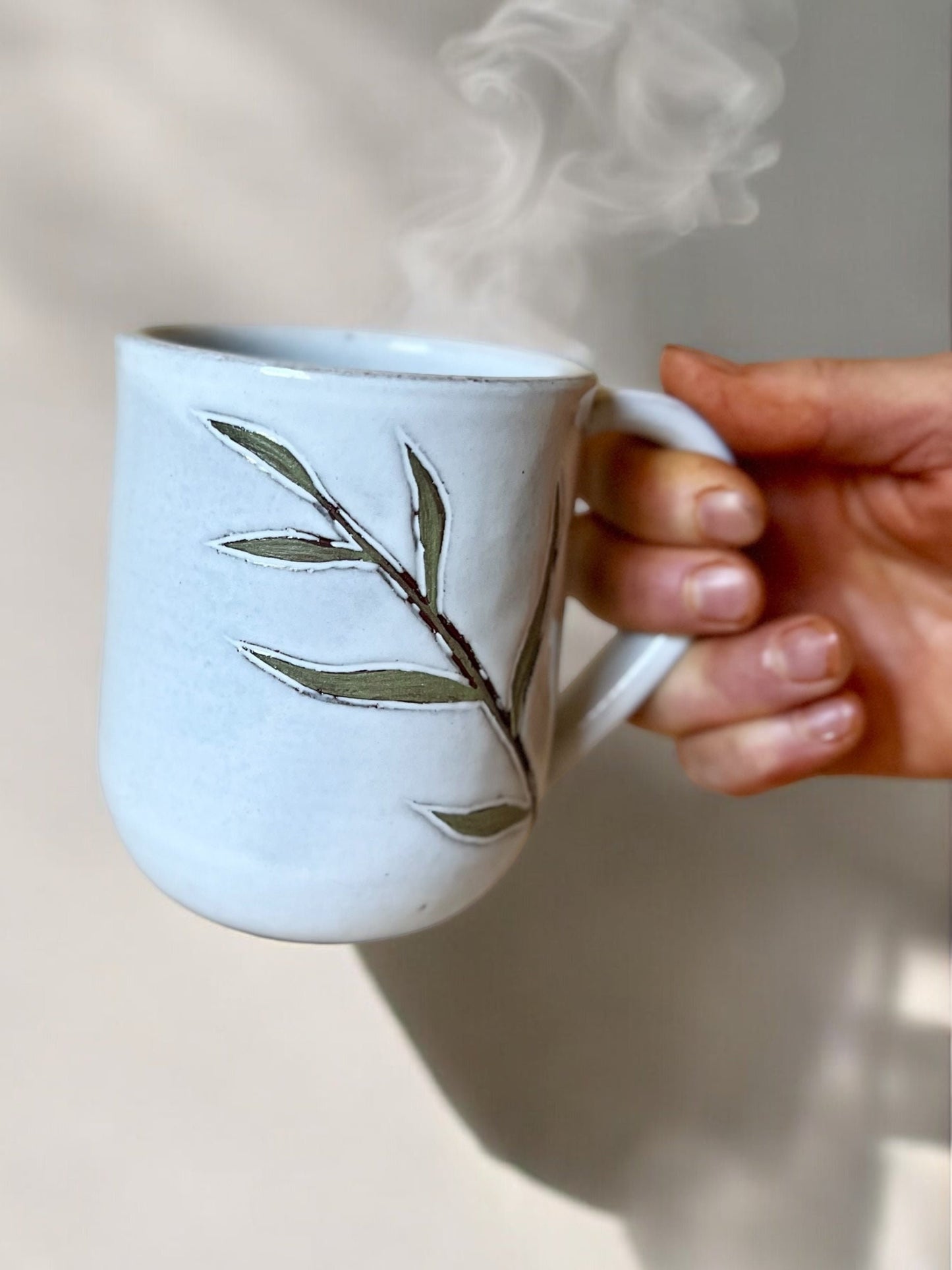 Handmade Ceramic Mug, Tropical Palm