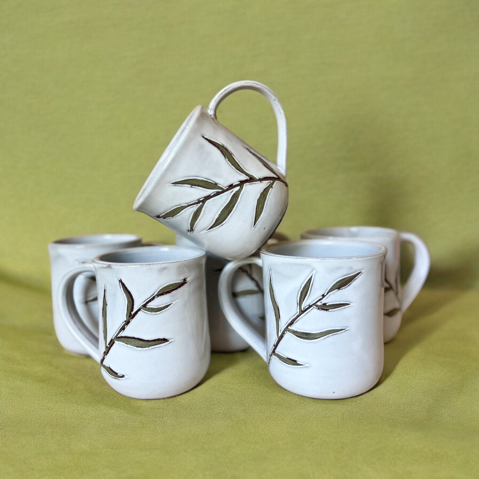 Handmade Ceramic Mug, Tropical Palm