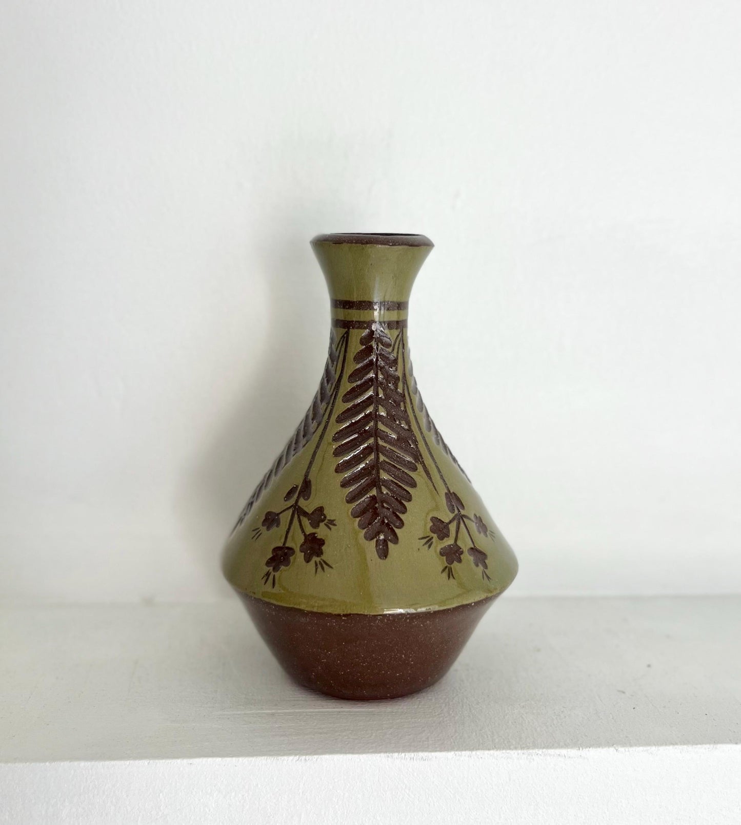 Green Carved Bud Vase Small