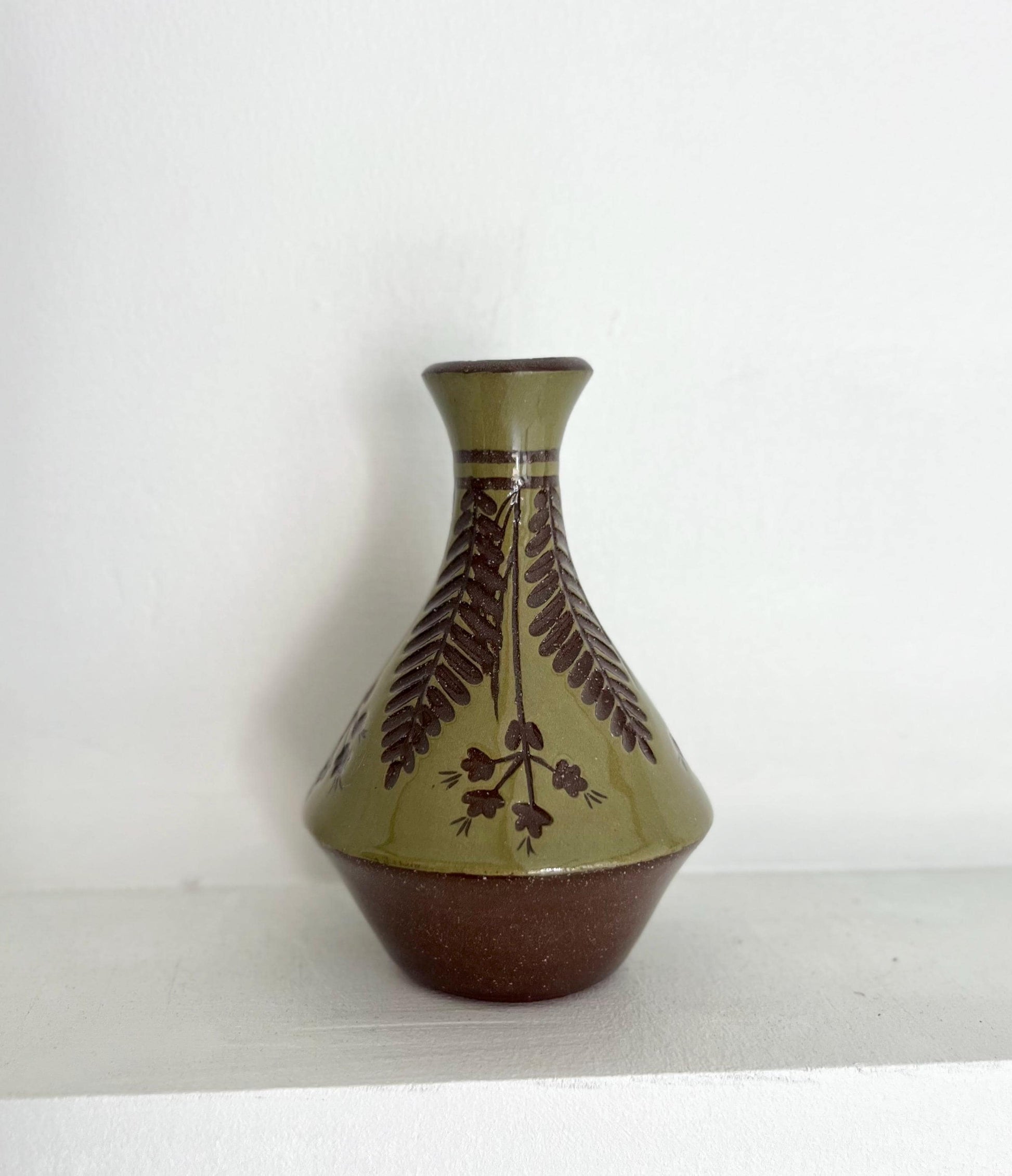 Green Carved Bud Vase Small