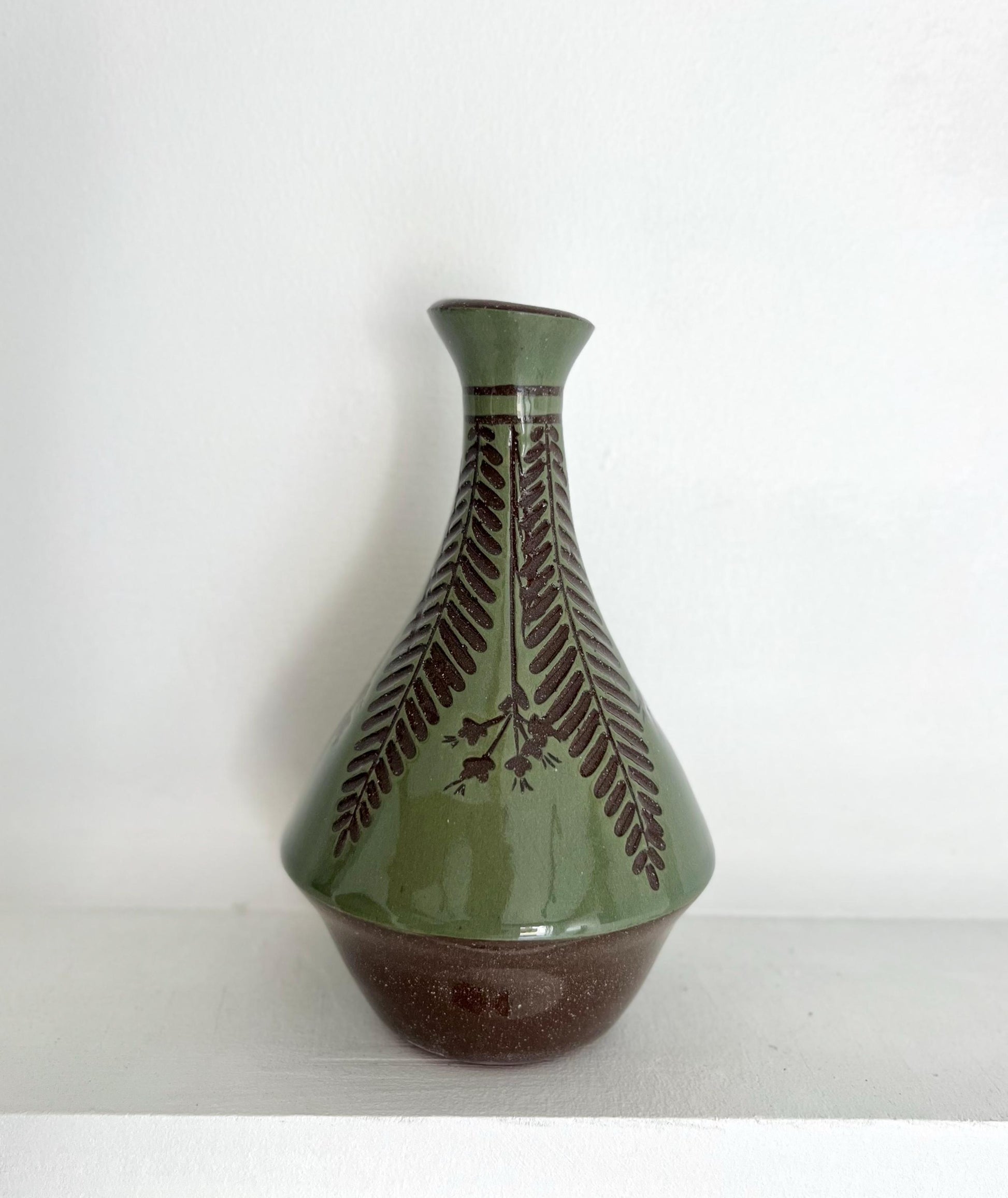 Teal Carved Bud Vase Medium