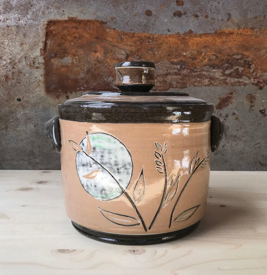 Ceramic Jar Wheat Design, Fermenting Jar, Ceramic Storage Jar