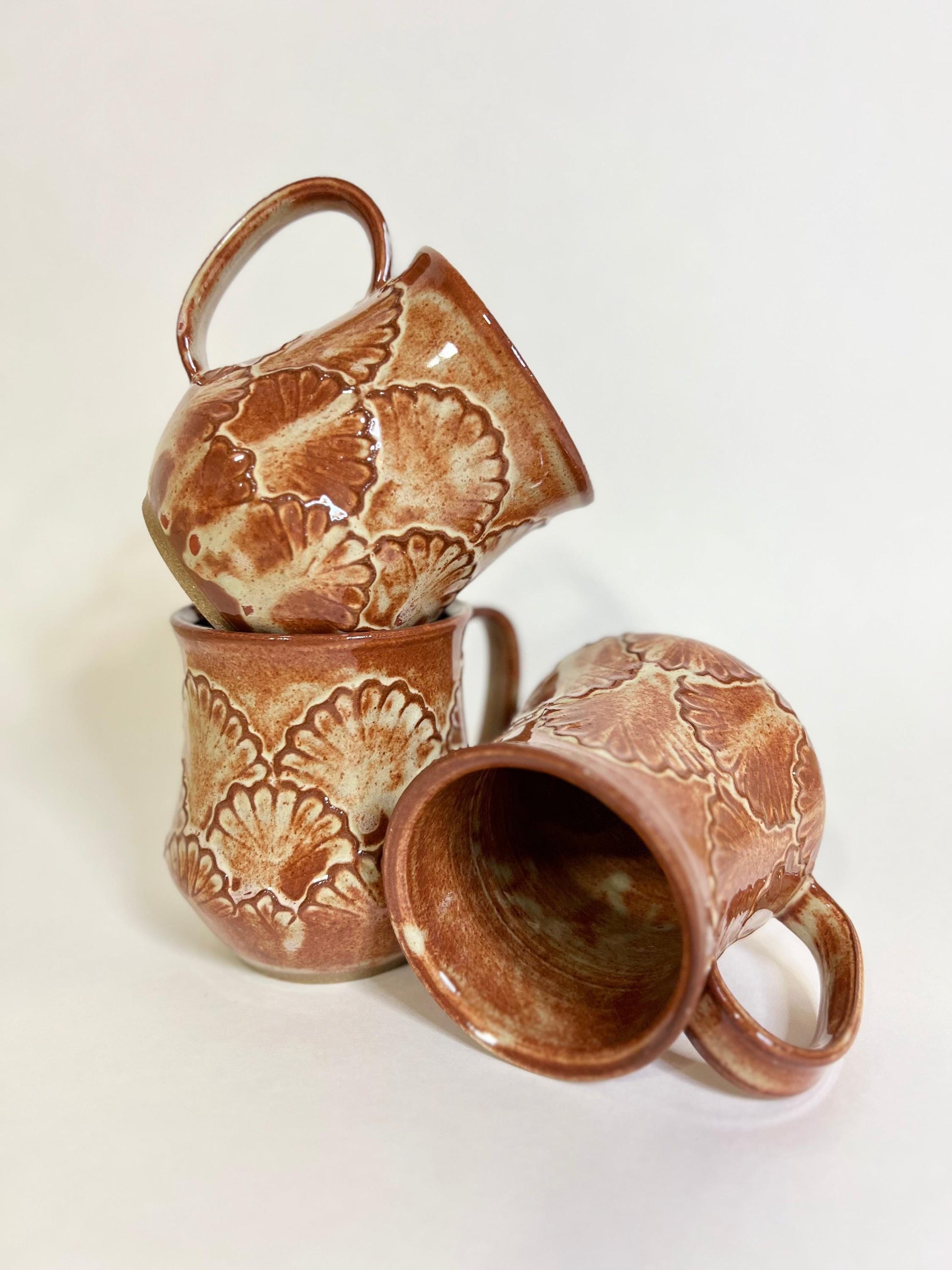 Handcrafted Scalloped Ceramic Mug - 18 oz