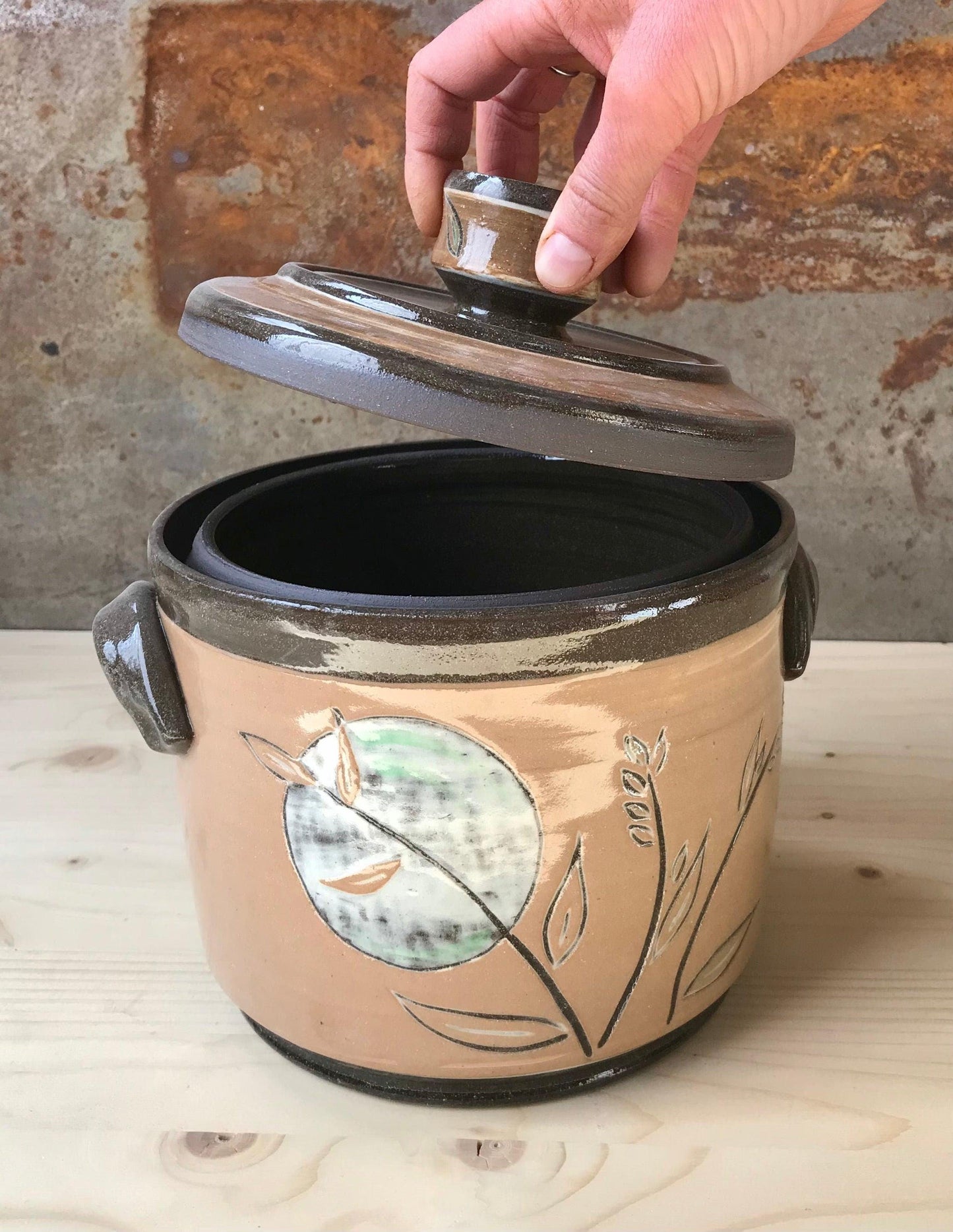 Ceramic Jar Wheat Design, Fermenting Jar, Ceramic Storage Jar