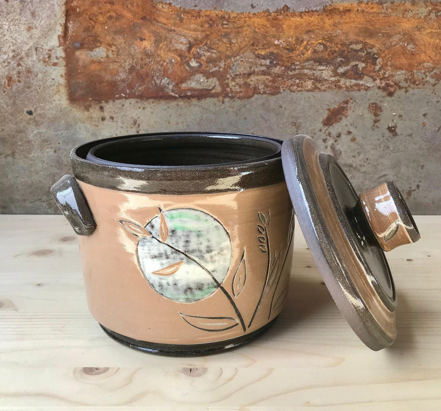 Ceramic Jar Wheat Design, Fermenting Jar, Ceramic Storage Jar