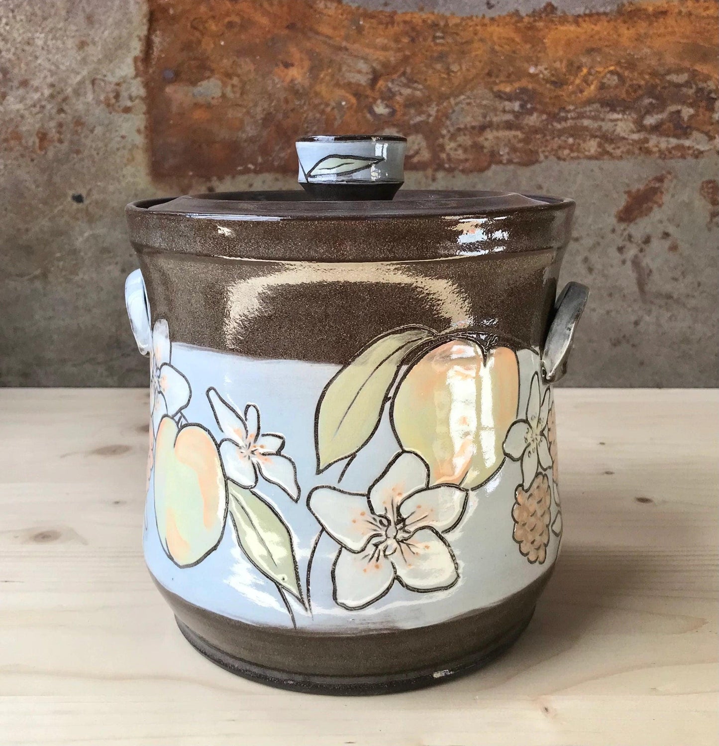 Floral Ceramic Lidded Jar, Storage Jar