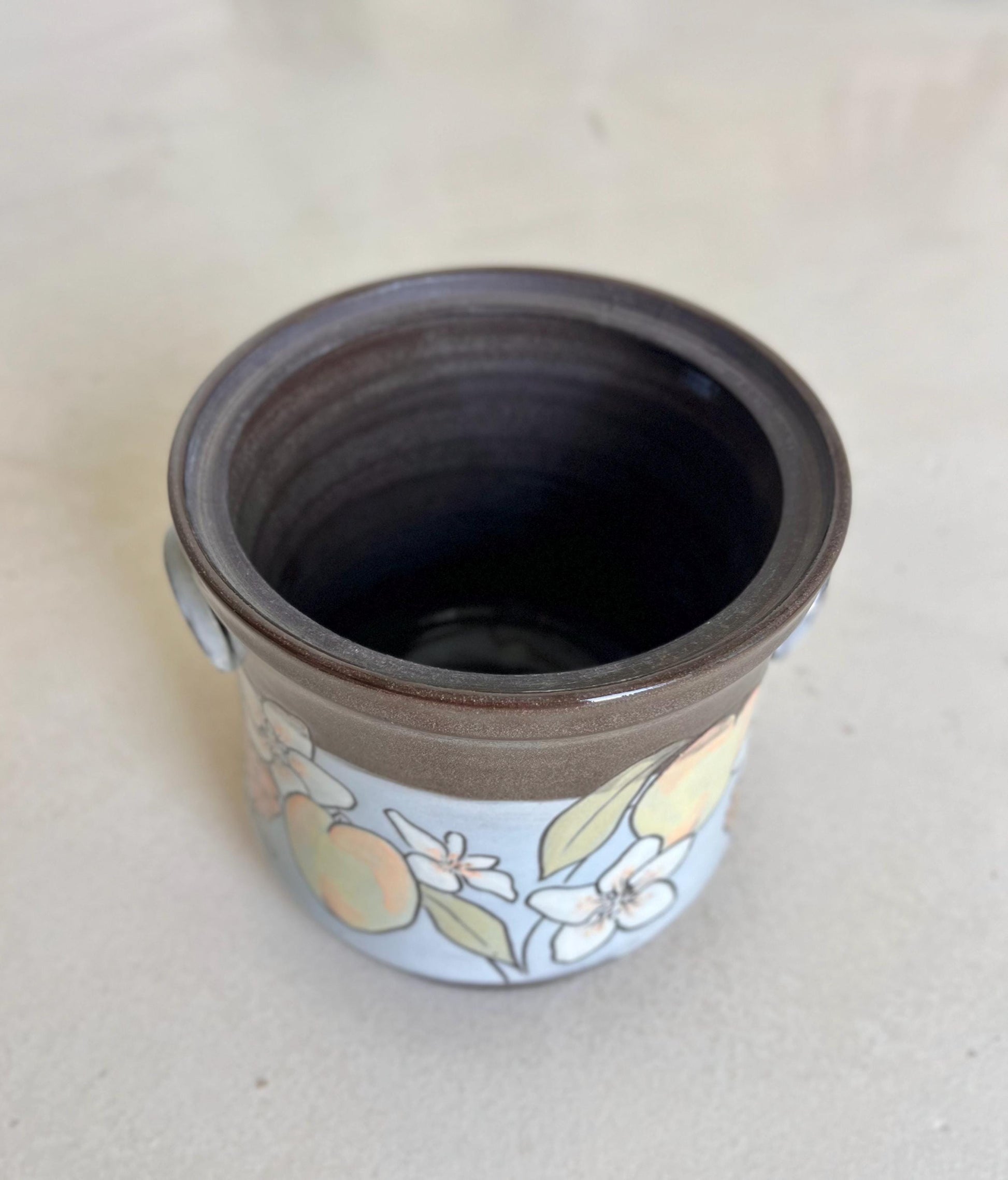 Floral and Fruity Ceramic Lidded Jar, Storage Jar