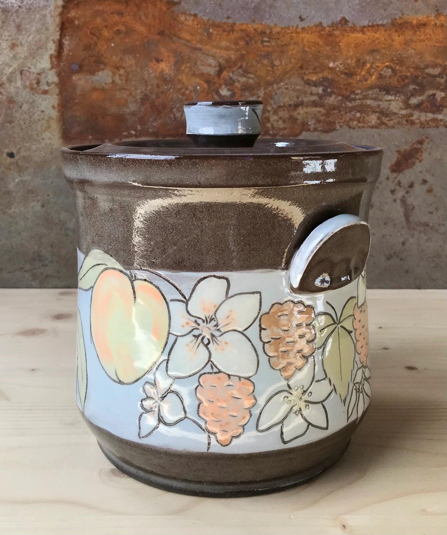 Floral Ceramic Lidded Jar, Storage Jar