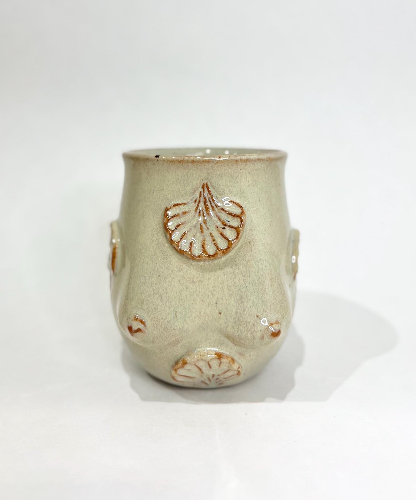 Handmade Ceramic Goddess Mug – Cream Blue