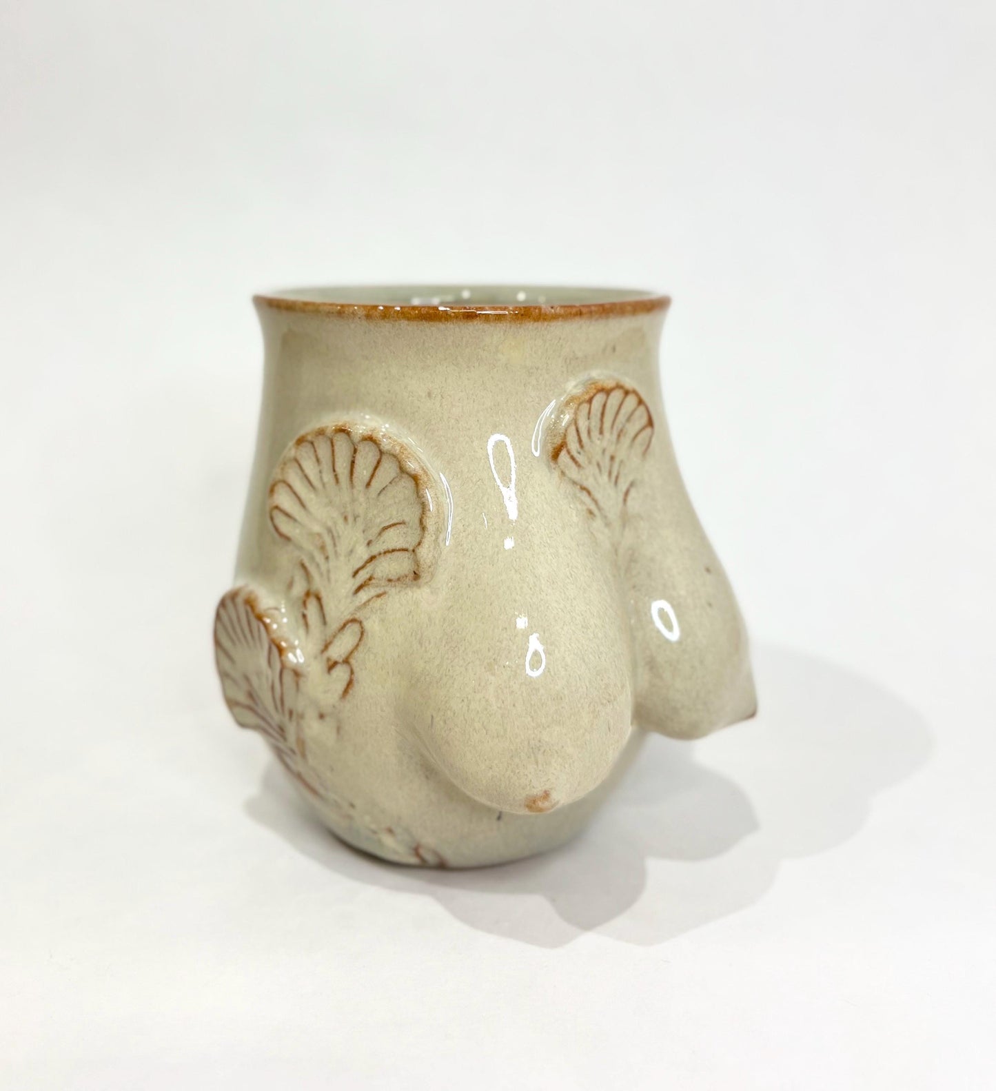 Handmade Ceramic Goddess Mug – Cream Blue