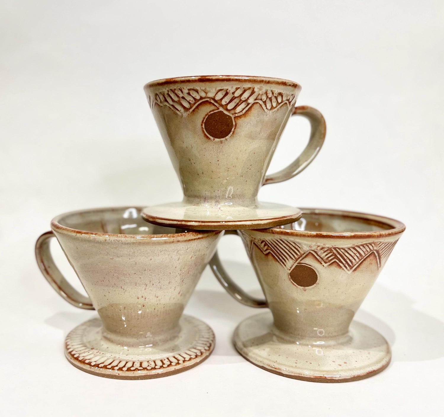 Ceramic Pour Over, Handmade, Mountain design