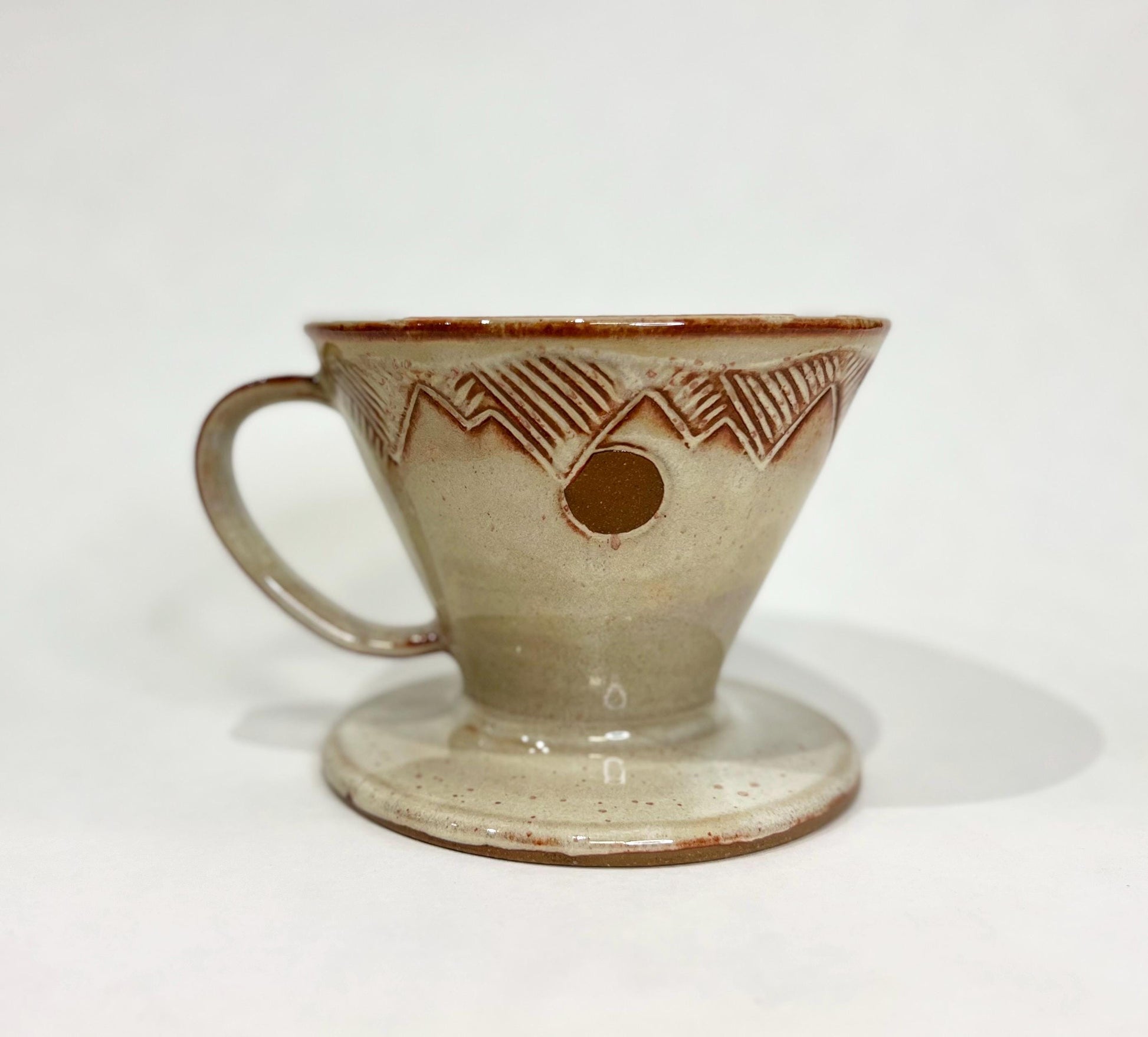 Ceramic Pour Over, Handmade, Mountain design