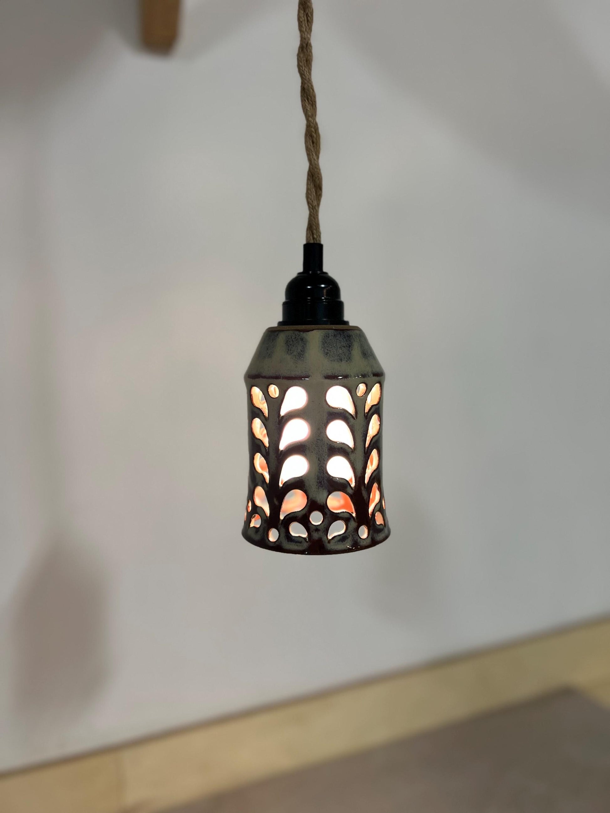 Small Ceramic Pendant Light - Elegant Cylinder