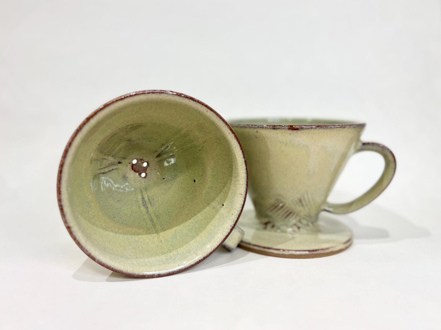Ceramic Pour Over, Handmade, Mountain design