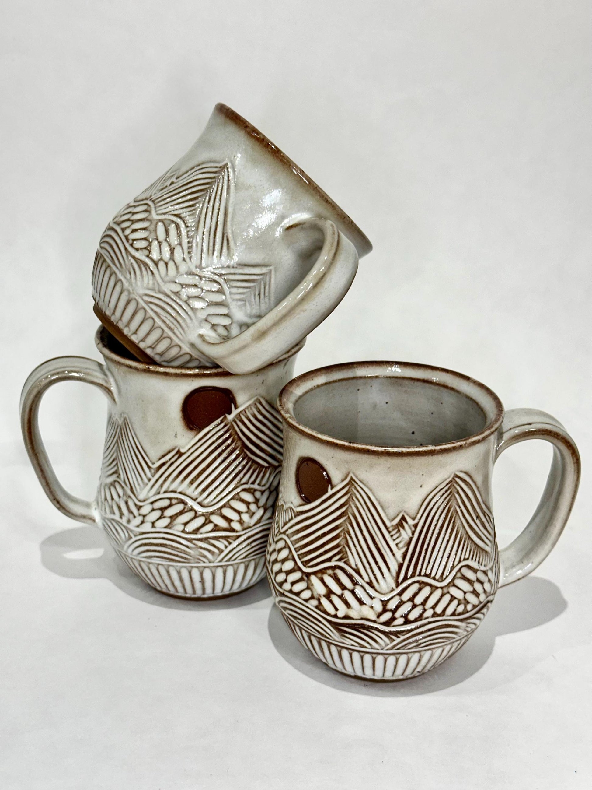 Handcrafted Mountain Sun and Eclipse Ceramic Mug - 18 oz