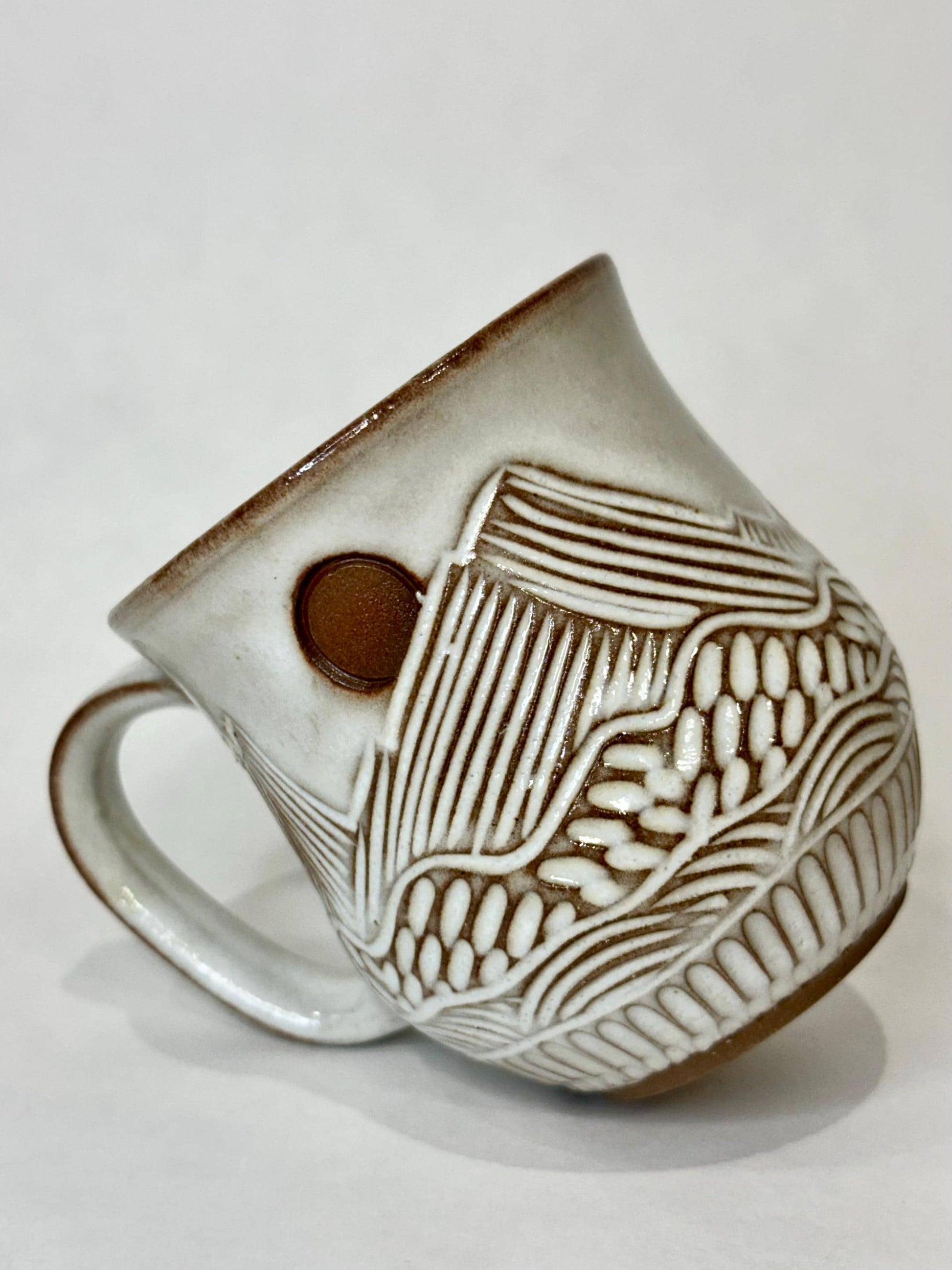 Handcrafted Mountain Sun and Eclipse Ceramic Mug - 18 oz