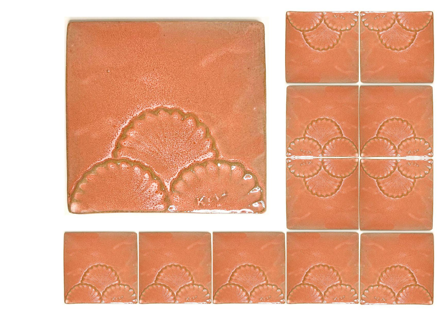 4 inch Ceramic Handmade Tiles, Botanical, Custom Order