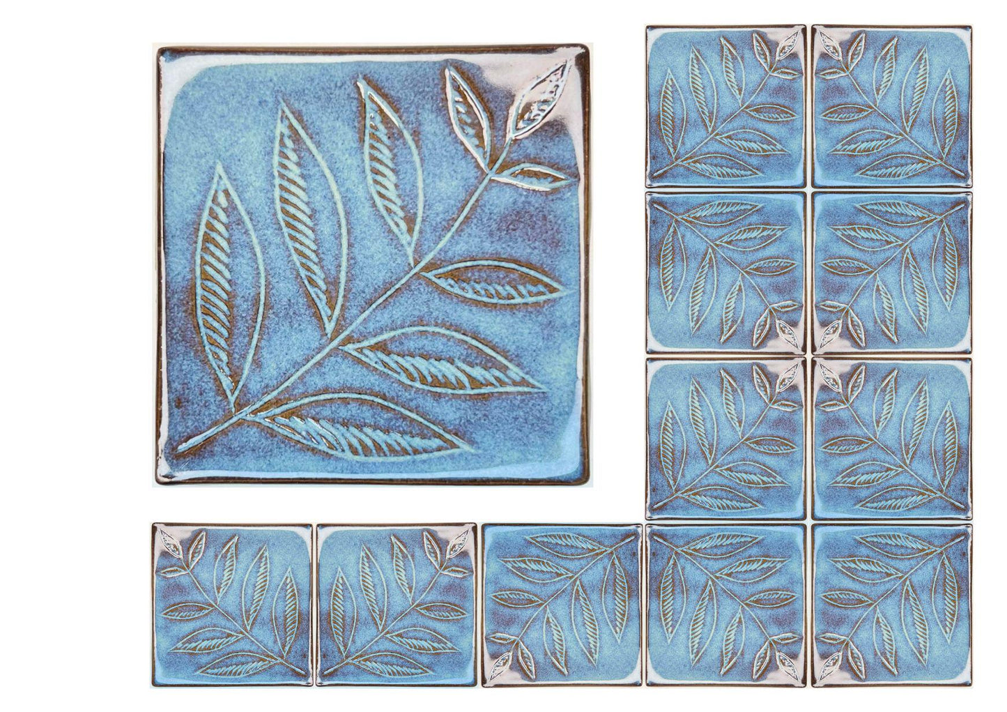 4 inch Ceramic Handmade Tiles, Botanical, Custom Order