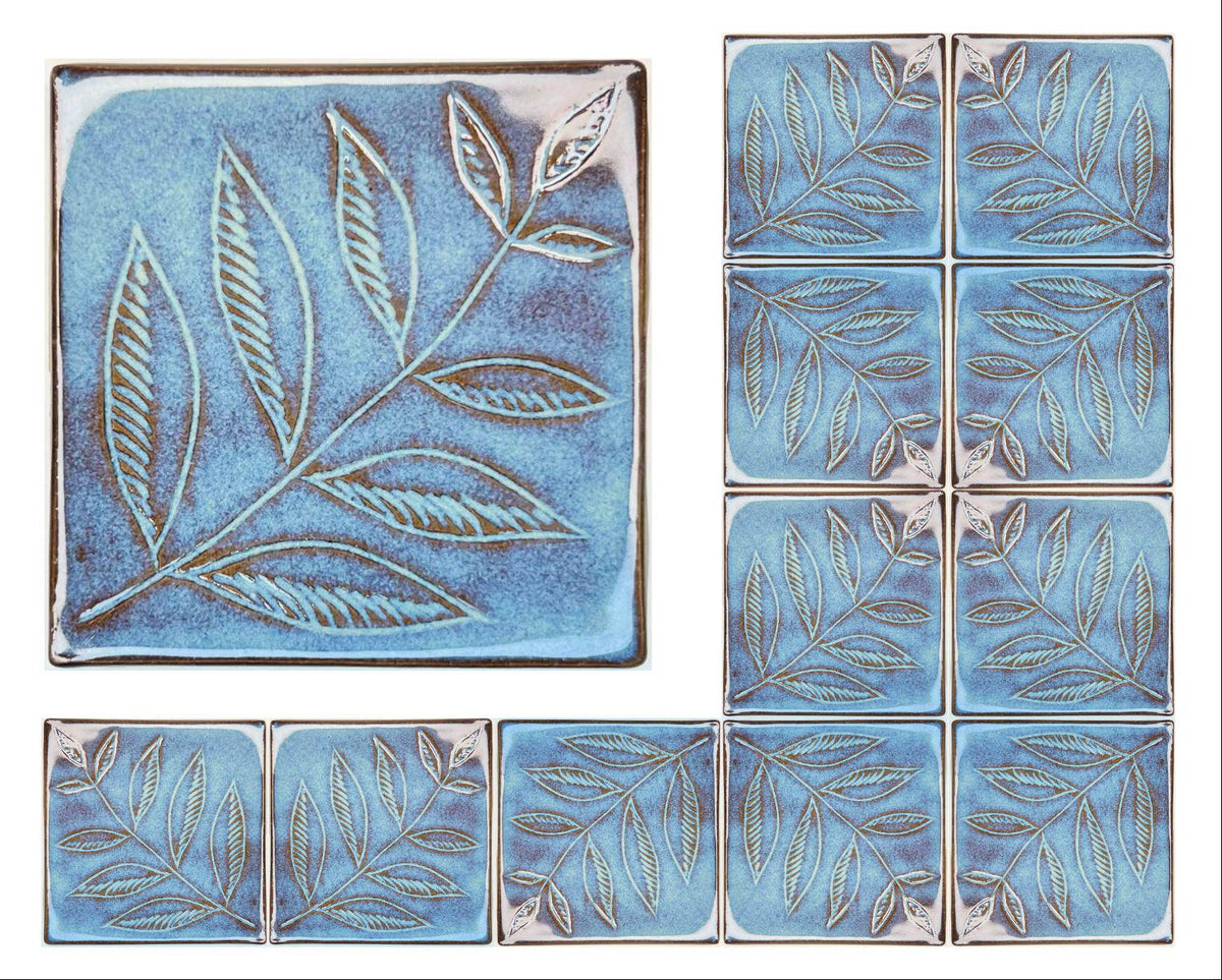 4 inch Ceramic Handmade Tiles, Botanical, Custom Order