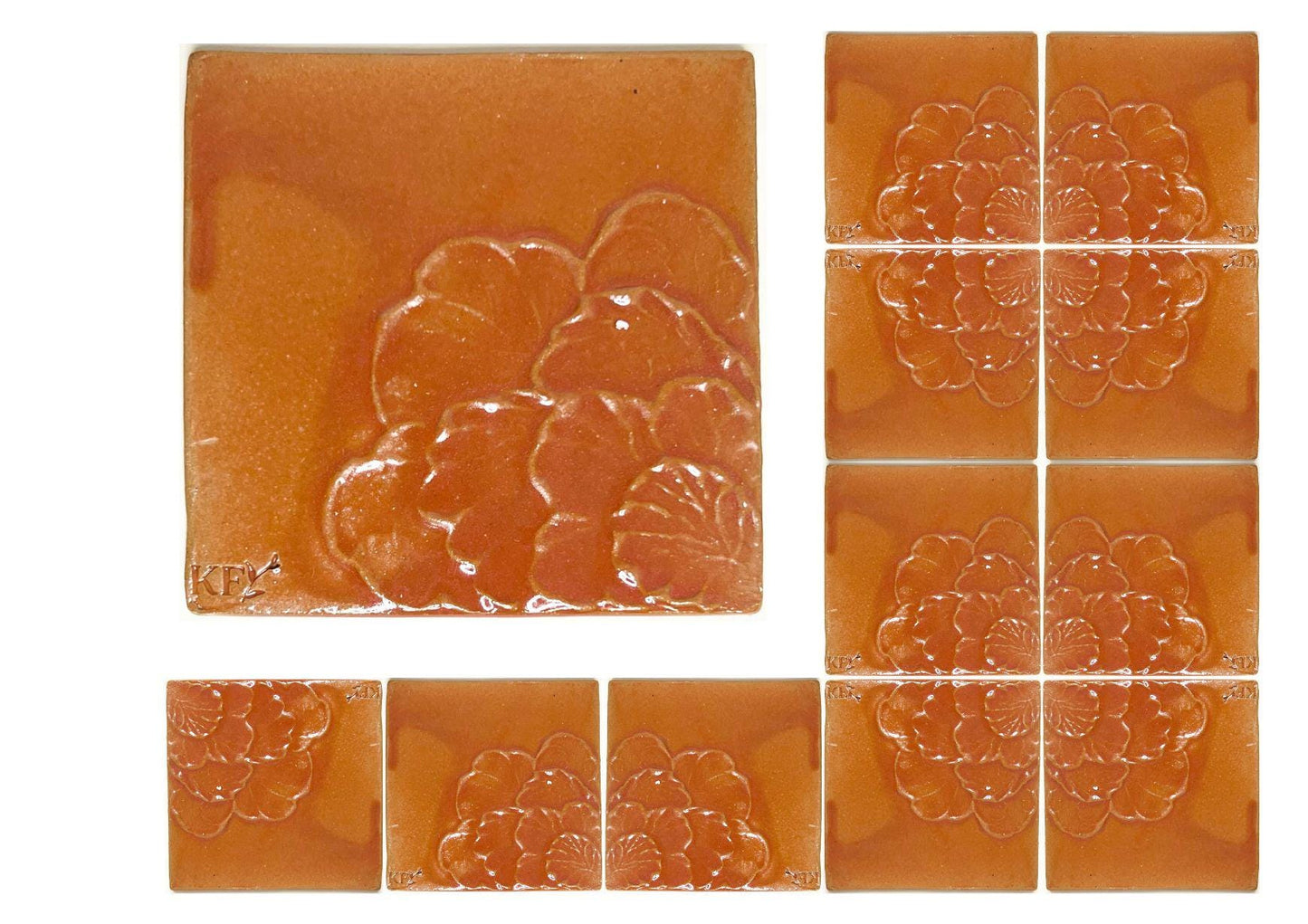 4 inch Ceramic Handmade Tiles, Botanical, Custom Order