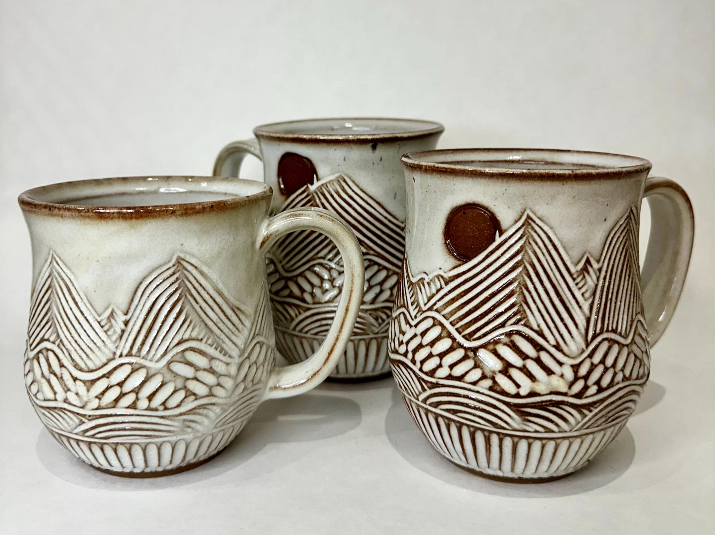 Handcrafted Mountain Sun and Eclipse Ceramic Mug - 18 oz