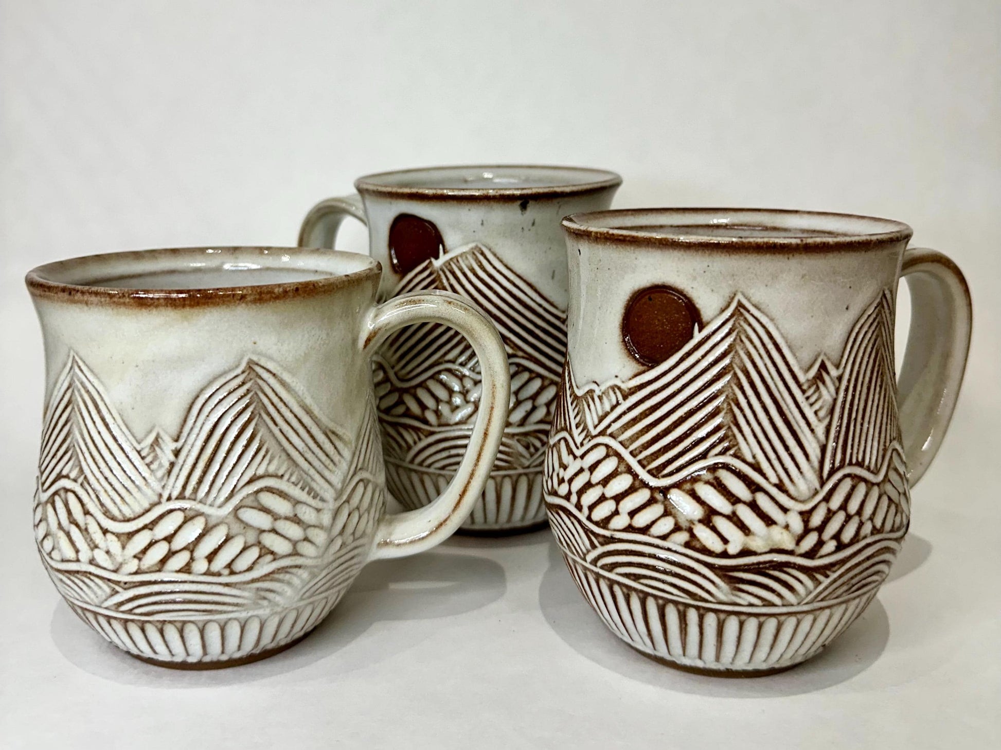 Handcrafted Mountain Sun and Eclipse Ceramic Mug - 18 oz