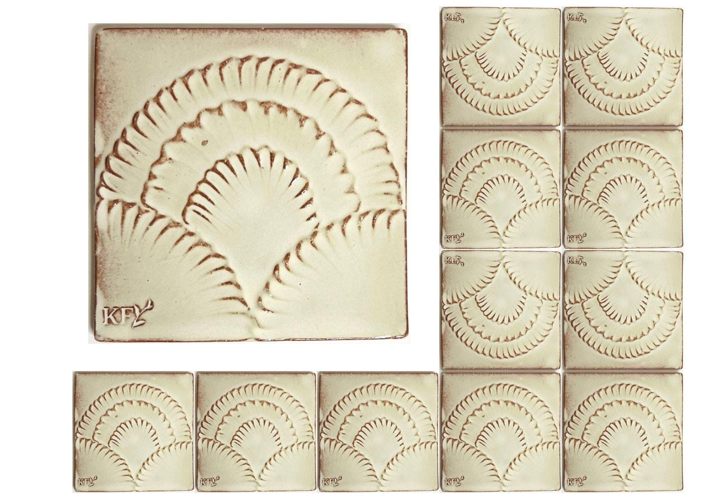 4 inch Ceramic Handmade Tiles, Botanical, Custom Order
