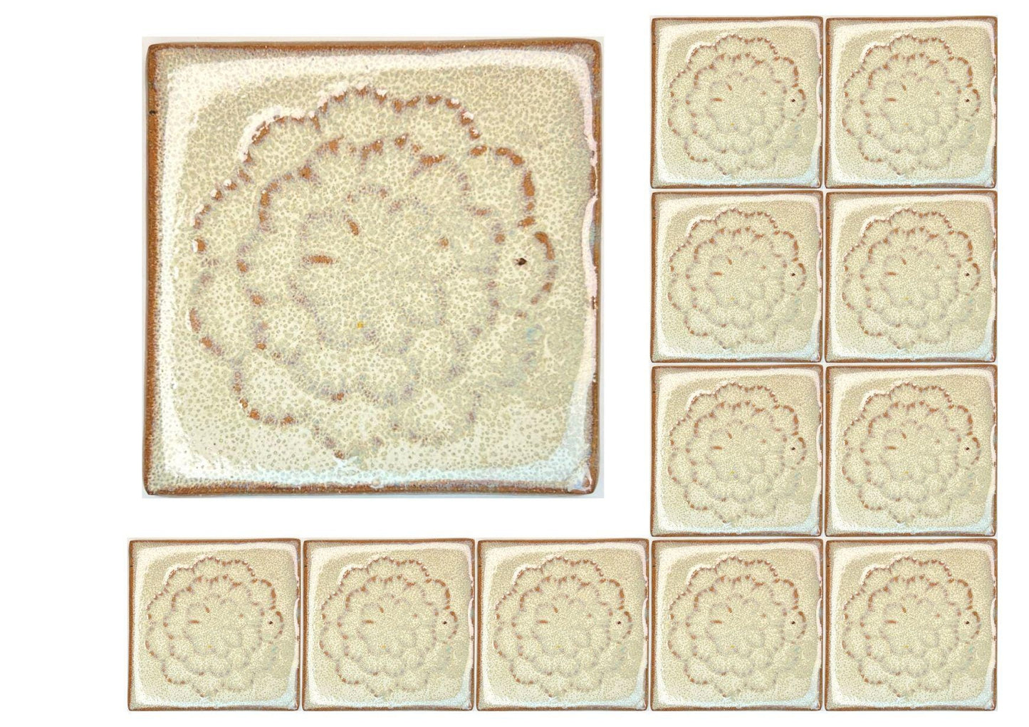 4 inch Ceramic Handmade Tiles, Botanical, Custom Order