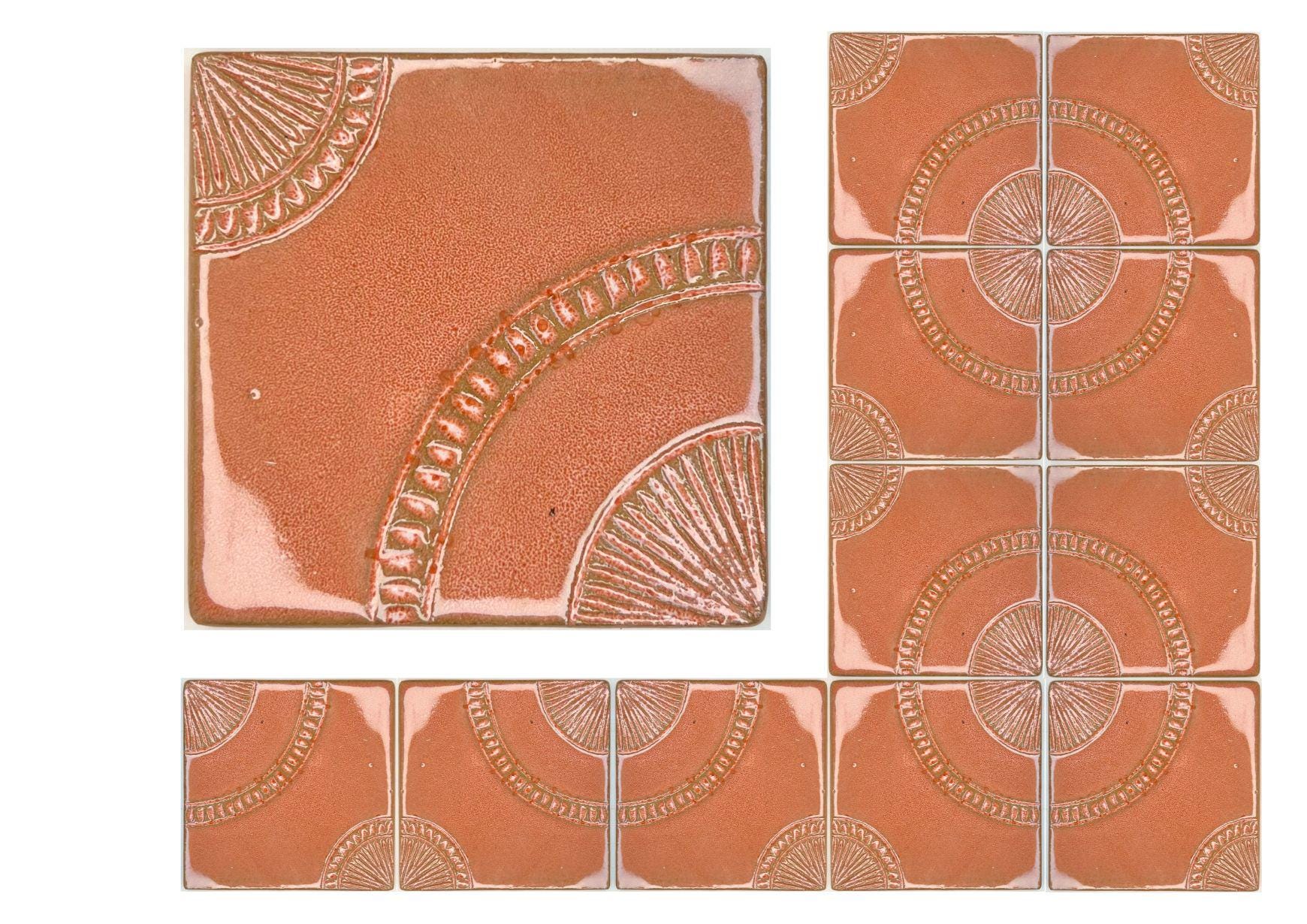 4 inch Ceramic Handmade Tiles, Botanical, Custom Order