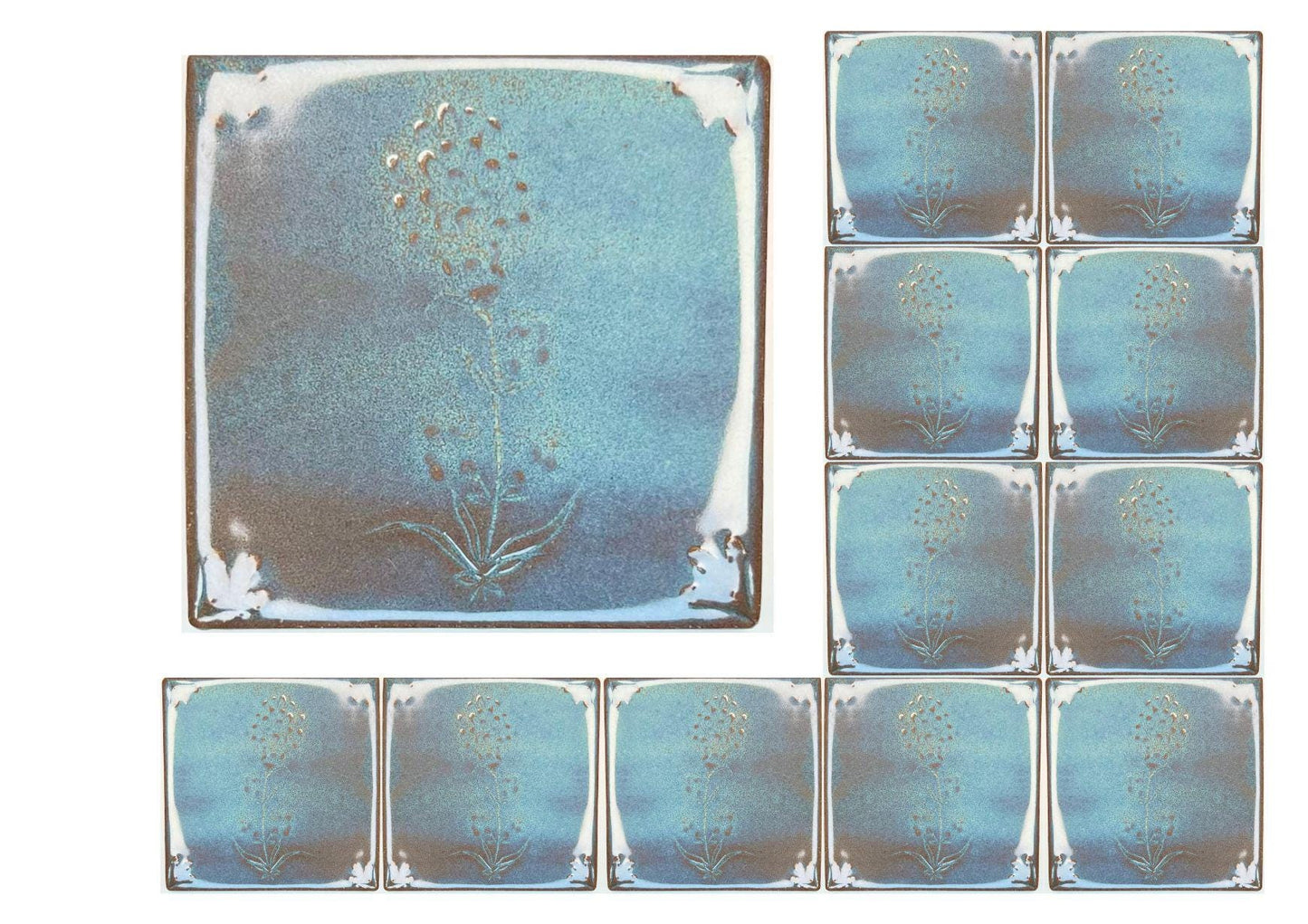 4 inch Ceramic Handmade Tiles, Botanical, Custom Order