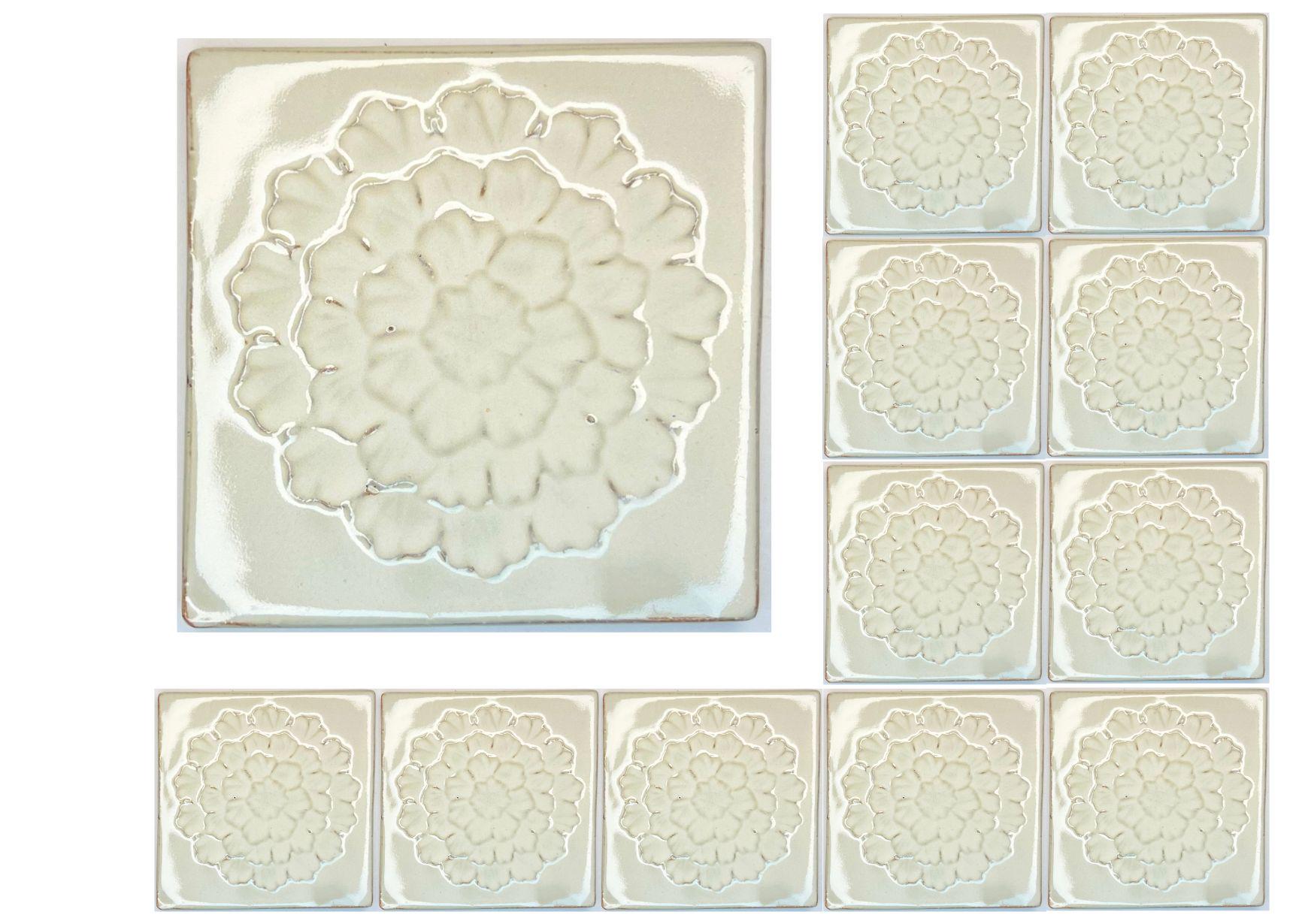 4 inch Ceramic Handmade Tiles, Botanical, Custom Order