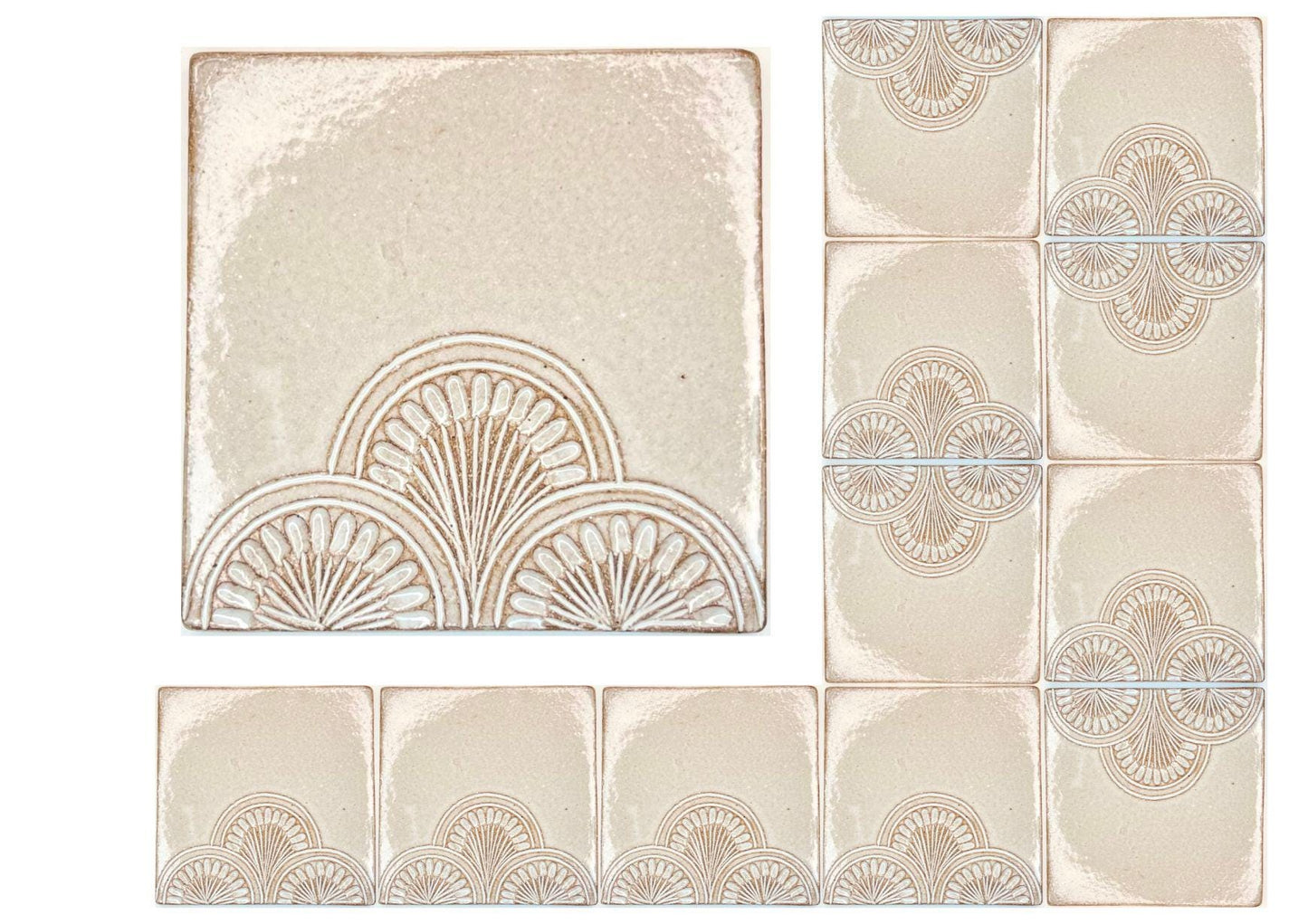 4 inch Ceramic Handmade Tiles, Botanical, Custom Order