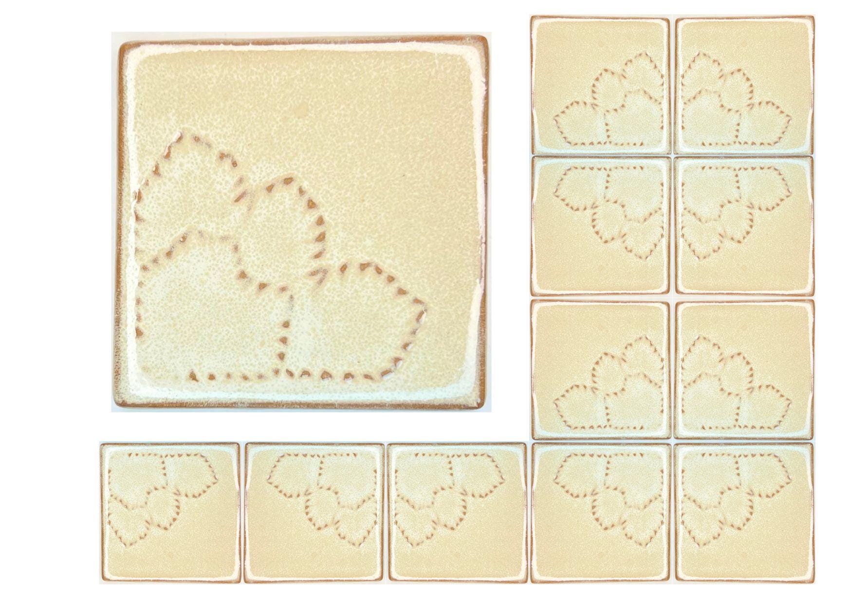 4 inch Ceramic Handmade Tiles, Botanical, Custom Order