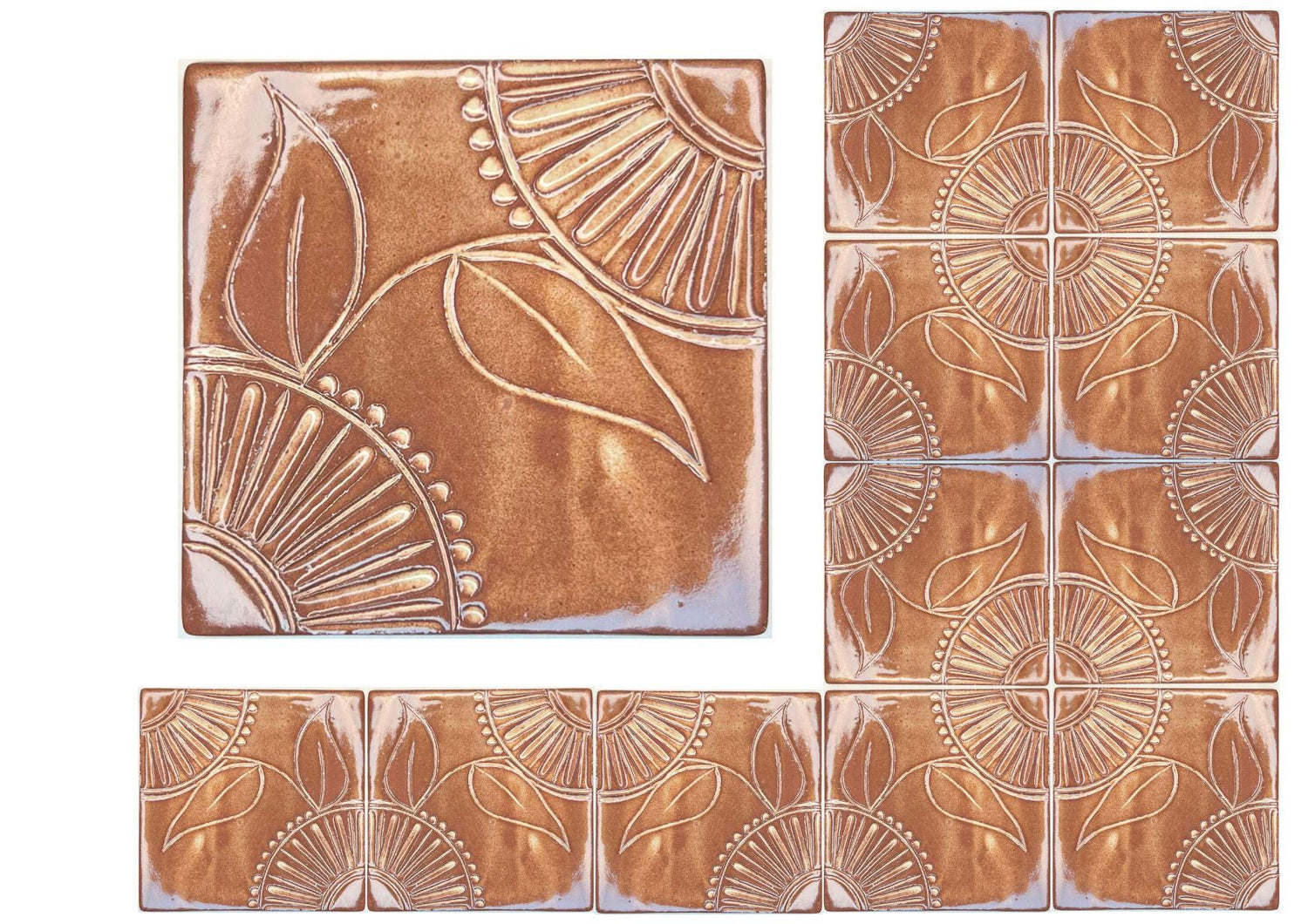 4 inch Ceramic Handmade Tiles, Botanical, Custom Order