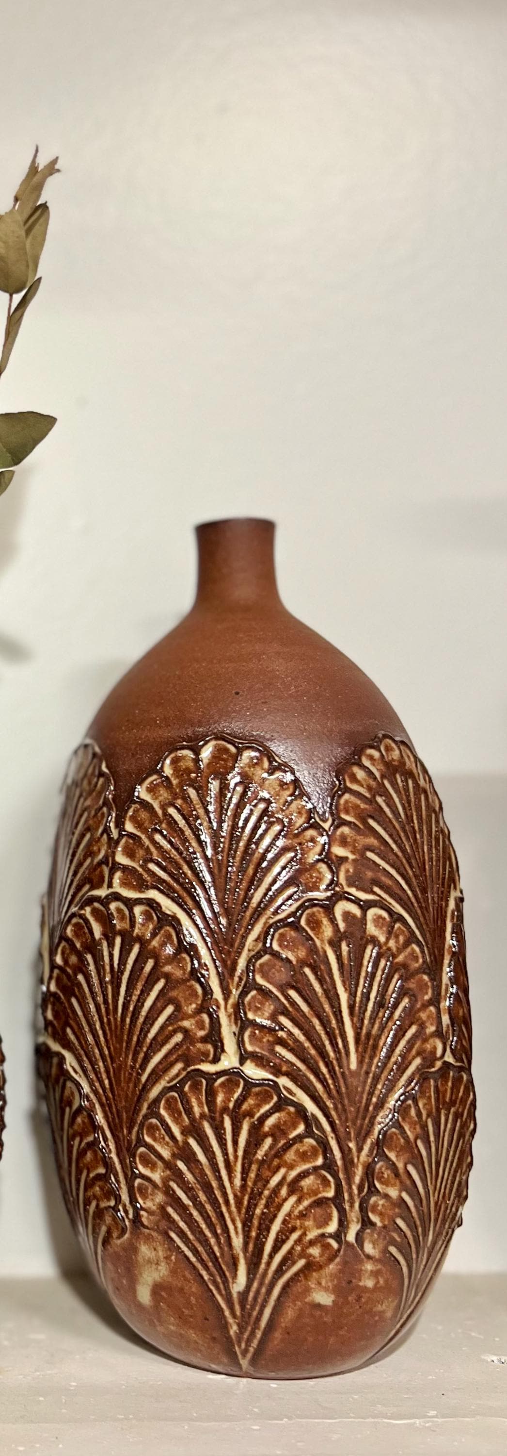 Handmade Round Bottleneck Ceramic Bud Vases: Glossy Glaze, Textured, Beachy