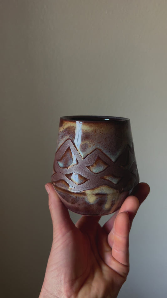 Ceramic Tumbler Mug, Mountain Floral design